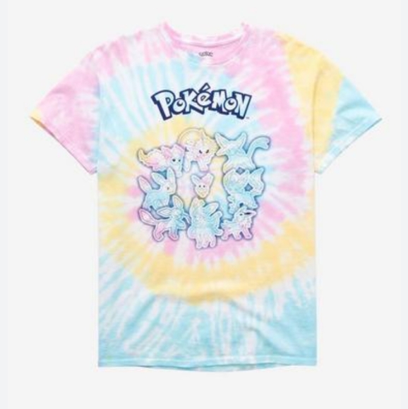 Pokemon Tops - Pokemon Hot Topic Tie-dye Boyfriend Fit Girl's T-shirt Large